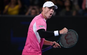 Aussie serves it up to veteran in straight-sets victory