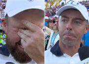 Watch: Emotional Shane Lowry and Rory McIlroy break down after Ryder Cup win